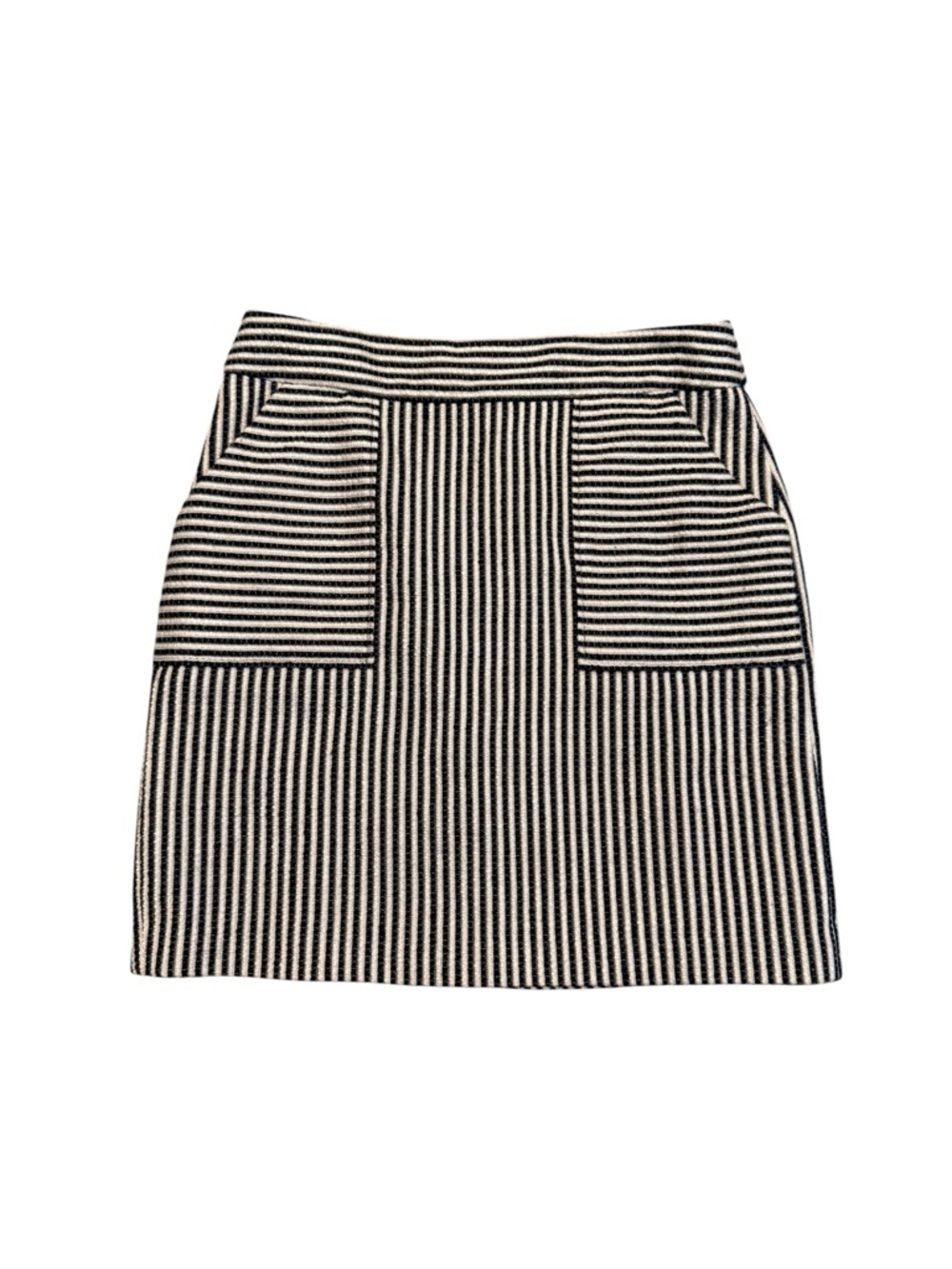 Beth Bowley Navy Blue And White Striped Mini Skirt Size 8